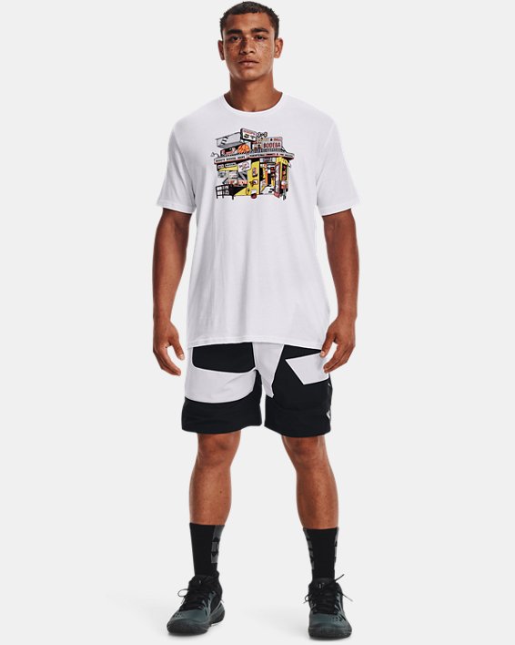 เสื้อแขนสั้น UA Basketball Bodega สำหรับผู้ชาย, White, pdpMainDesktop image number 2